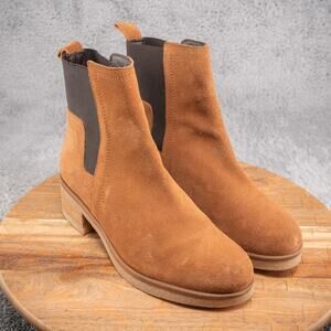 Avellini Womens Shoes Chelsea Boots Sz 9/39‎ Brown Suede Leather Heeled Pull On